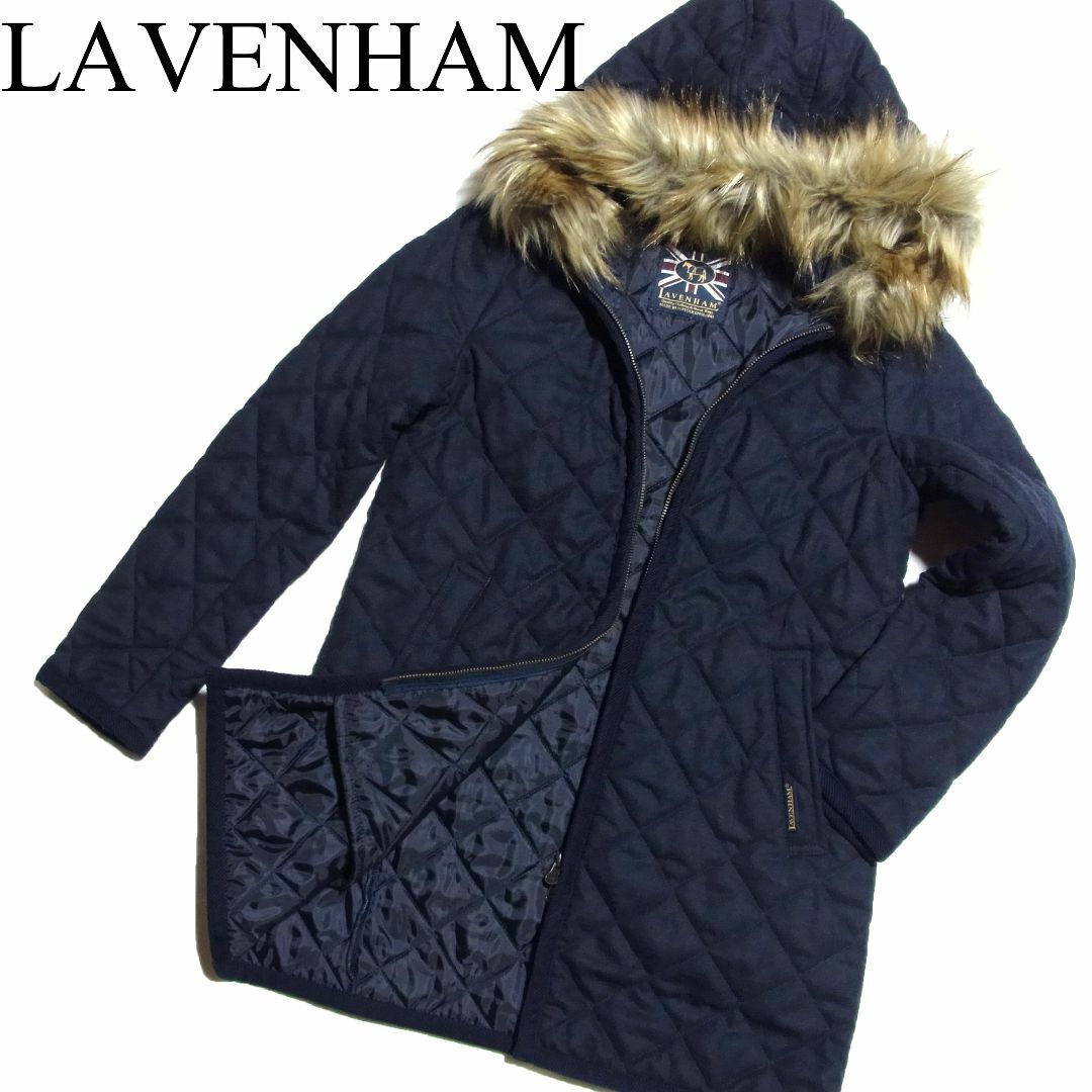 LAVENHAM(ラベンハム)のラベンハム SYLEHAM ファー フランネル ウール キルティング コート レディースのジャケット/アウター(その他)の商品写真