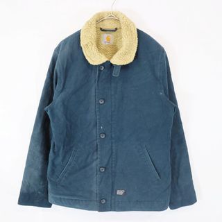 カーハート(carhartt)のCarhartt カーハート シェフフィールド デッキ ジャケット  裏地ボア チンストラップ ネイビー (メンズ M) 中古 古着 N7433(カバーオール)