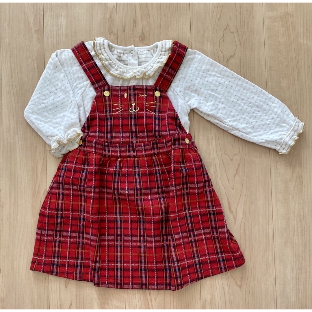 PETIT BATEAU(プチバトー)のPETITBATEAU  プチバトー　タータンチェックジャンパースカート キッズ/ベビー/マタニティのベビー服(~85cm)(スカート)の商品写真