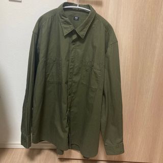 ユニクロ(UNIQLO)の【試着のみ着用】ユニクロ　ウォッシュワークシャツ　3XL  オリーブ(シャツ)