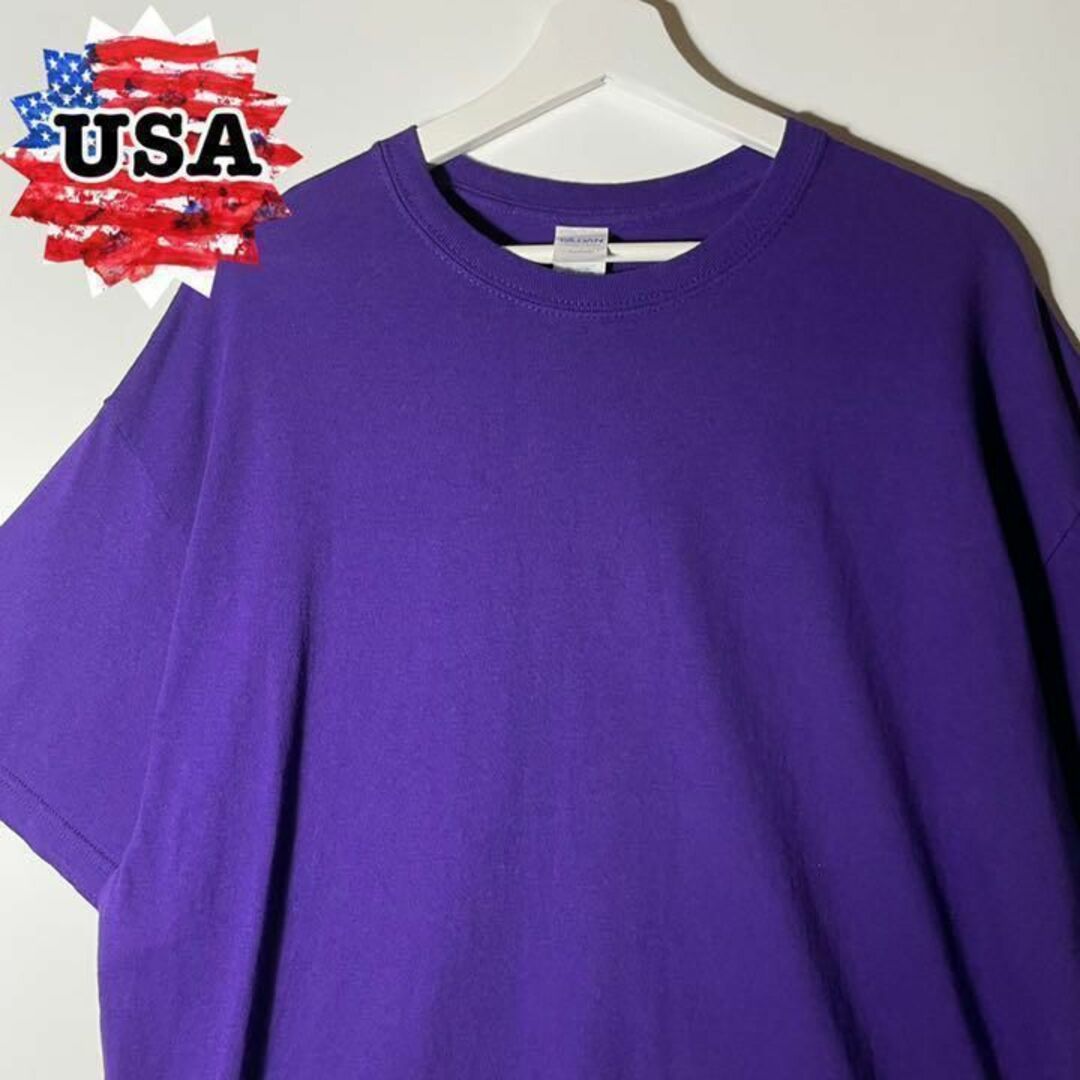 75cm【アメリカ❗️】90s 無地Tシャツ　パープル　紫　XL ビッグサイズ