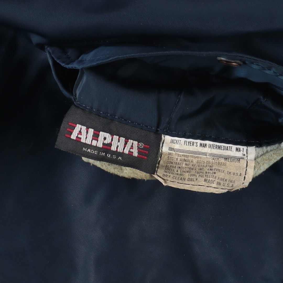 ワッペン生産国アルファ ALPHA MA-1 ミリタリー フライトジャケット USA製 メンズM /eaa375084