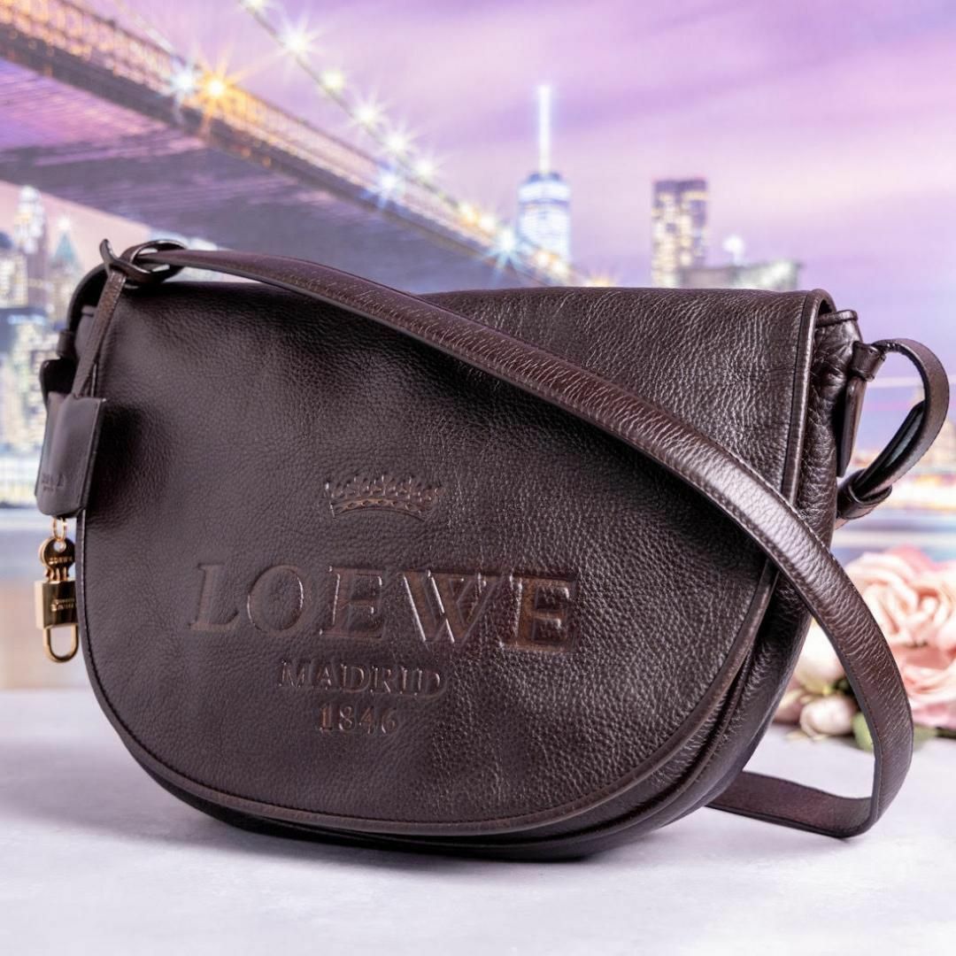 ショルダーバッグLOEWE ロエベ ヘリテージ ミニショルダーバッグ ダークブラウン