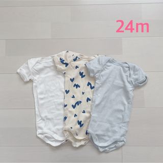 プチバトー(PETIT BATEAU)のプチバトー　半袖ボディ3枚組　24m(ロンパース)