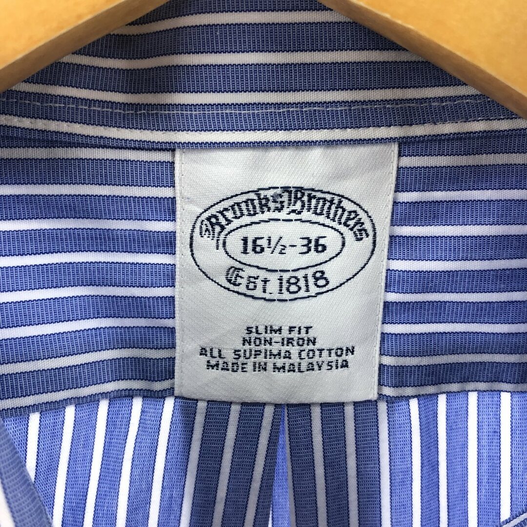 Brooks Brothers(ブルックスブラザース)の古着 ブルックスブラザーズ Brooks Brothers Est.1818 長袖 コットンストライプシャツ メンズL /eaa378528 メンズのトップス(シャツ)の商品写真