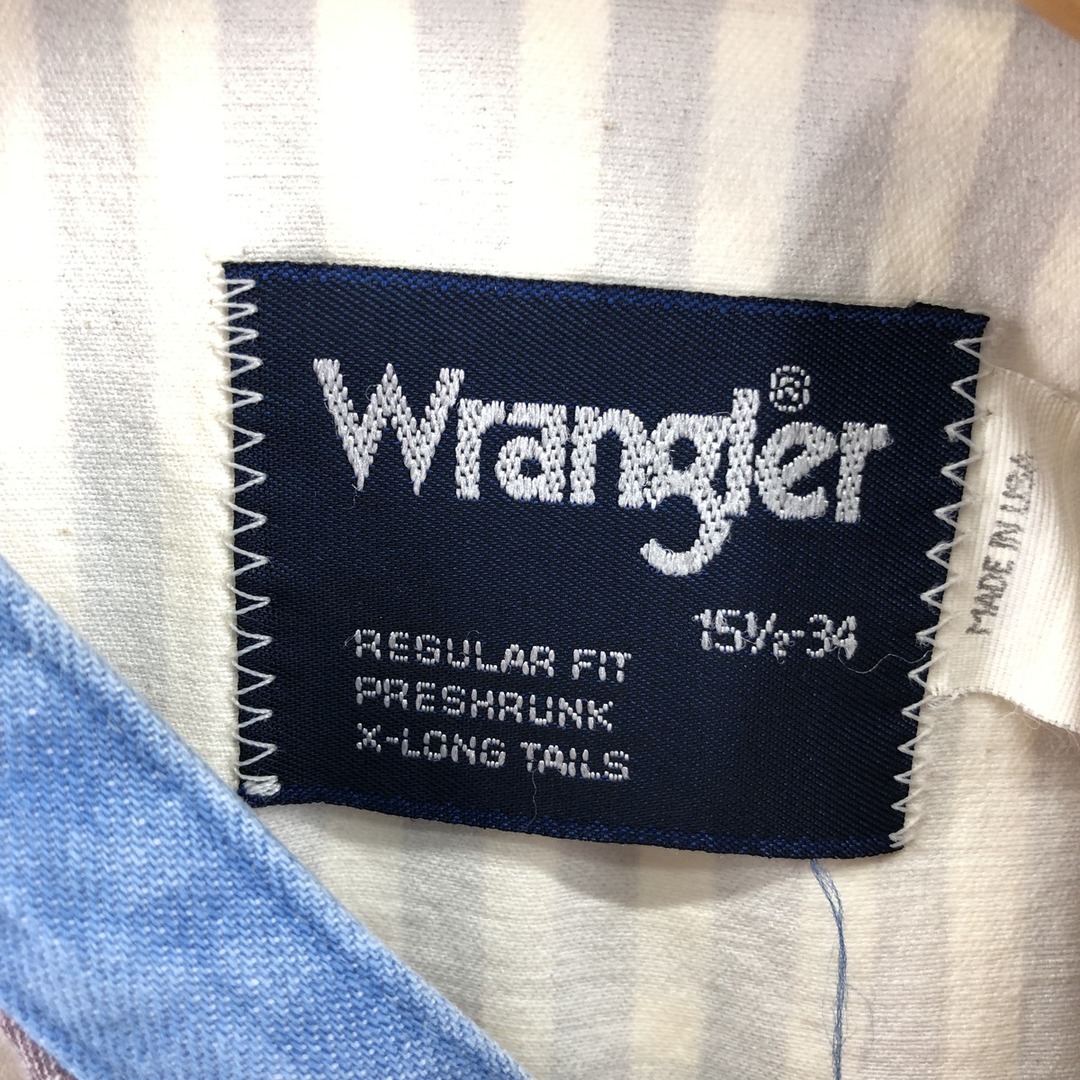 80～90年代 ラングラー Wrangler ストライプ柄 スタンドカラーシャツ USA製 メンズM ヴィンテージ /eaa378530
