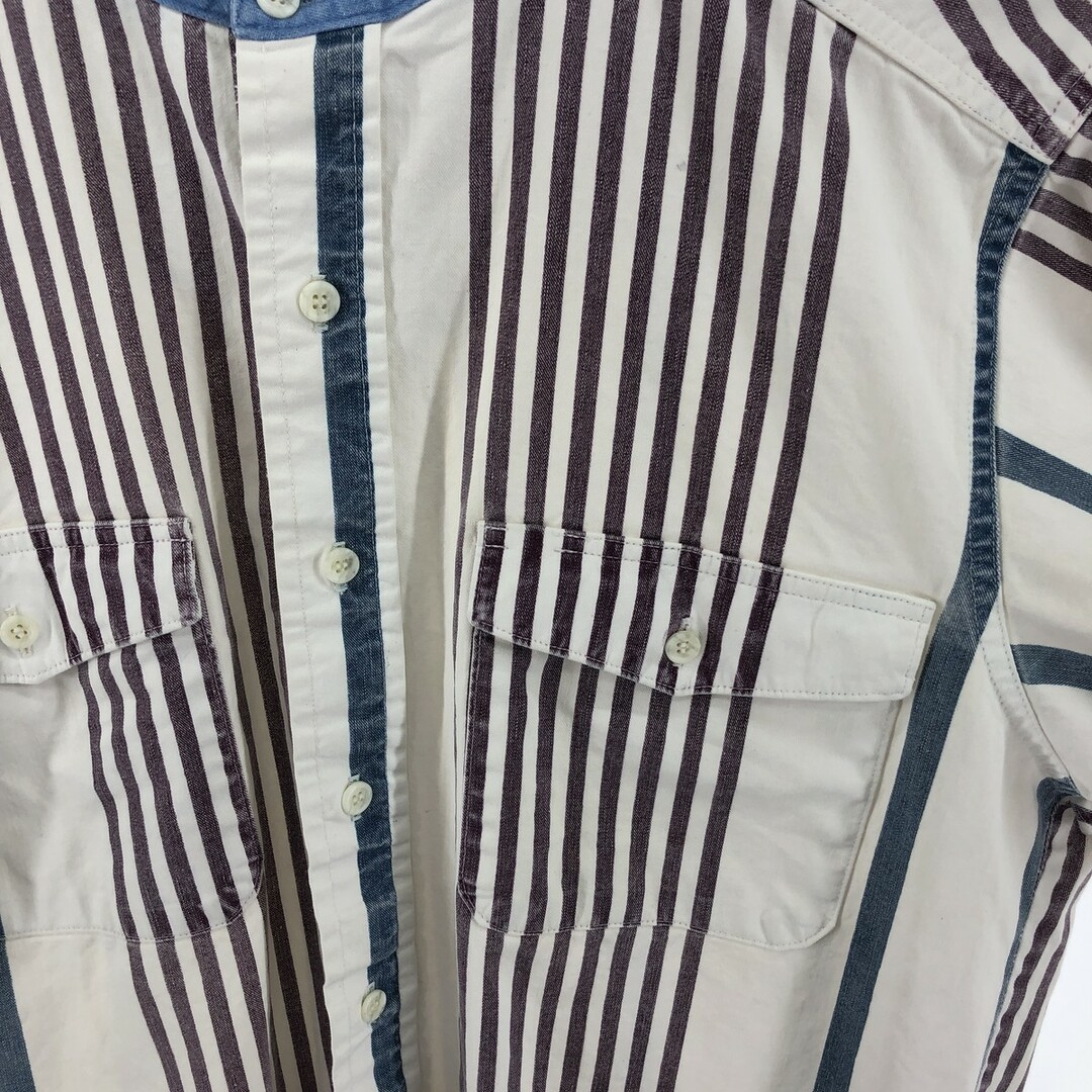 80～90年代 ラングラー Wrangler ストライプ柄 スタンドカラーシャツ USA製 メンズM ヴィンテージ /eaa378530 4