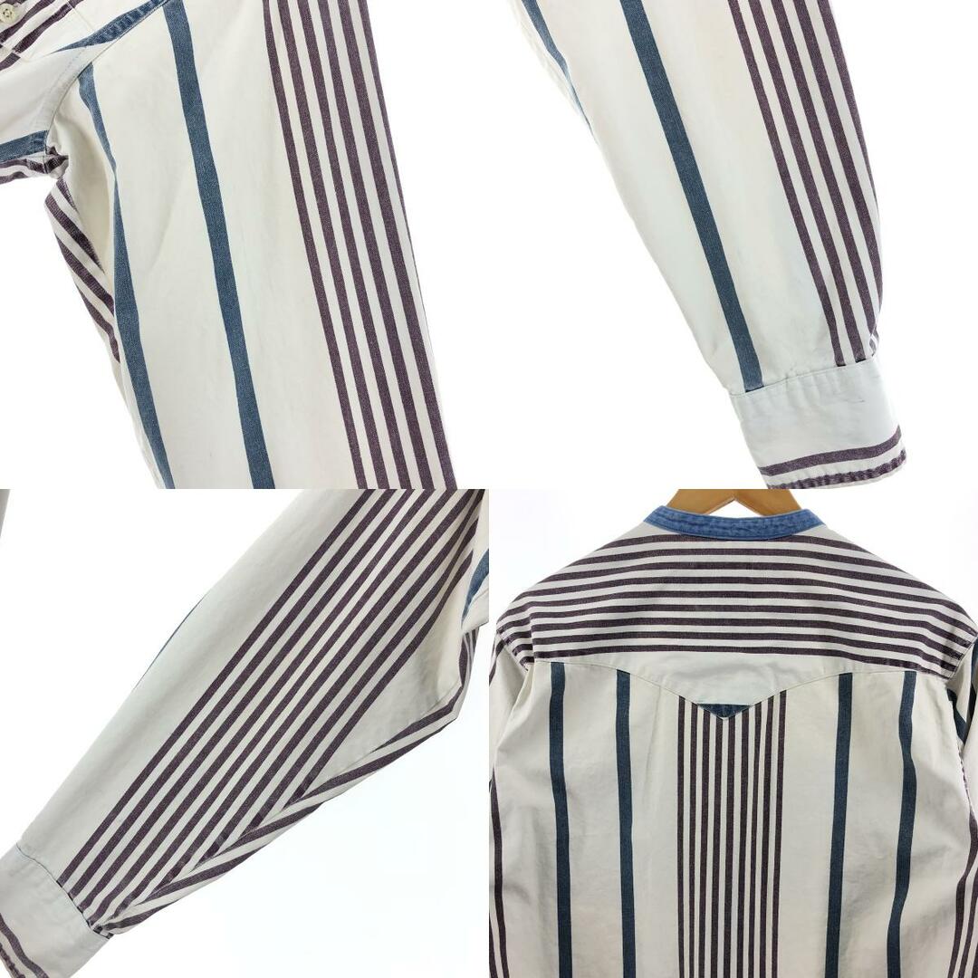 80~90年代 ラングラー Wrangler ストライプ柄 スタンドカラーシャツ USA製 メンズM ヴィンテージ /eaa378530 7