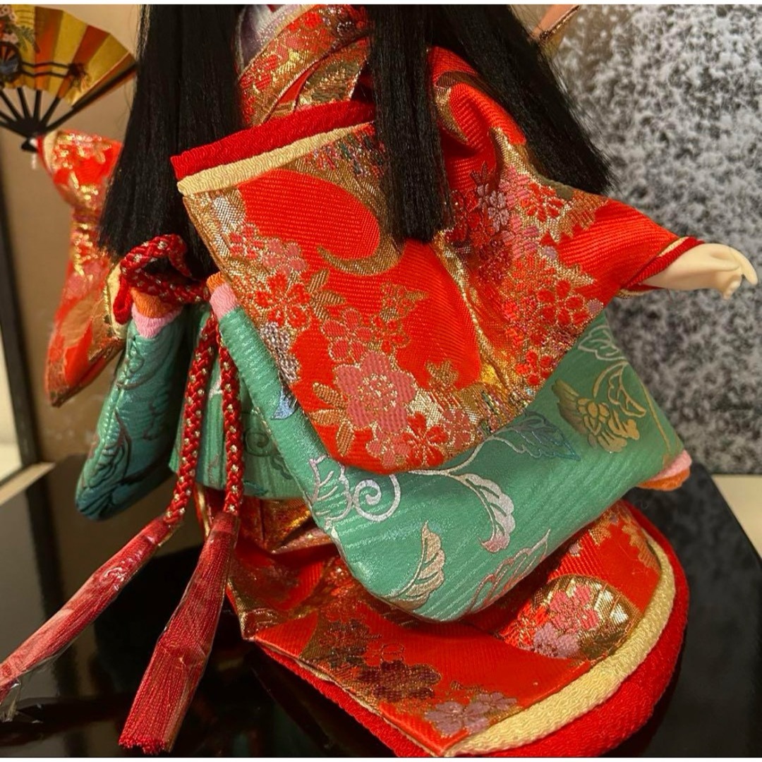 舞踊人形 京雅 春光 日本人形 市松人形 着物 飾り ガラスケース ㉝