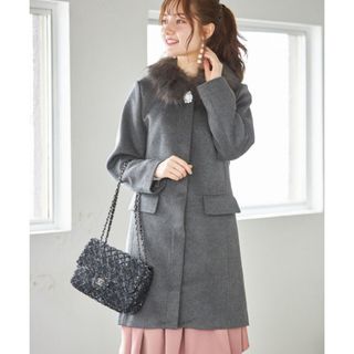 トッコクローゼット(TOCCO closet)のトッコクローゼット 3wayファー＆ビジューブローチ付きジップコート(ロングコート)