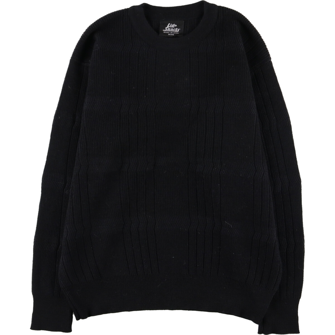 90年代 Lido Sports ウールニットセーター USA製 メンズL ヴィンテージ /eaa378191ブラック系黒色柄