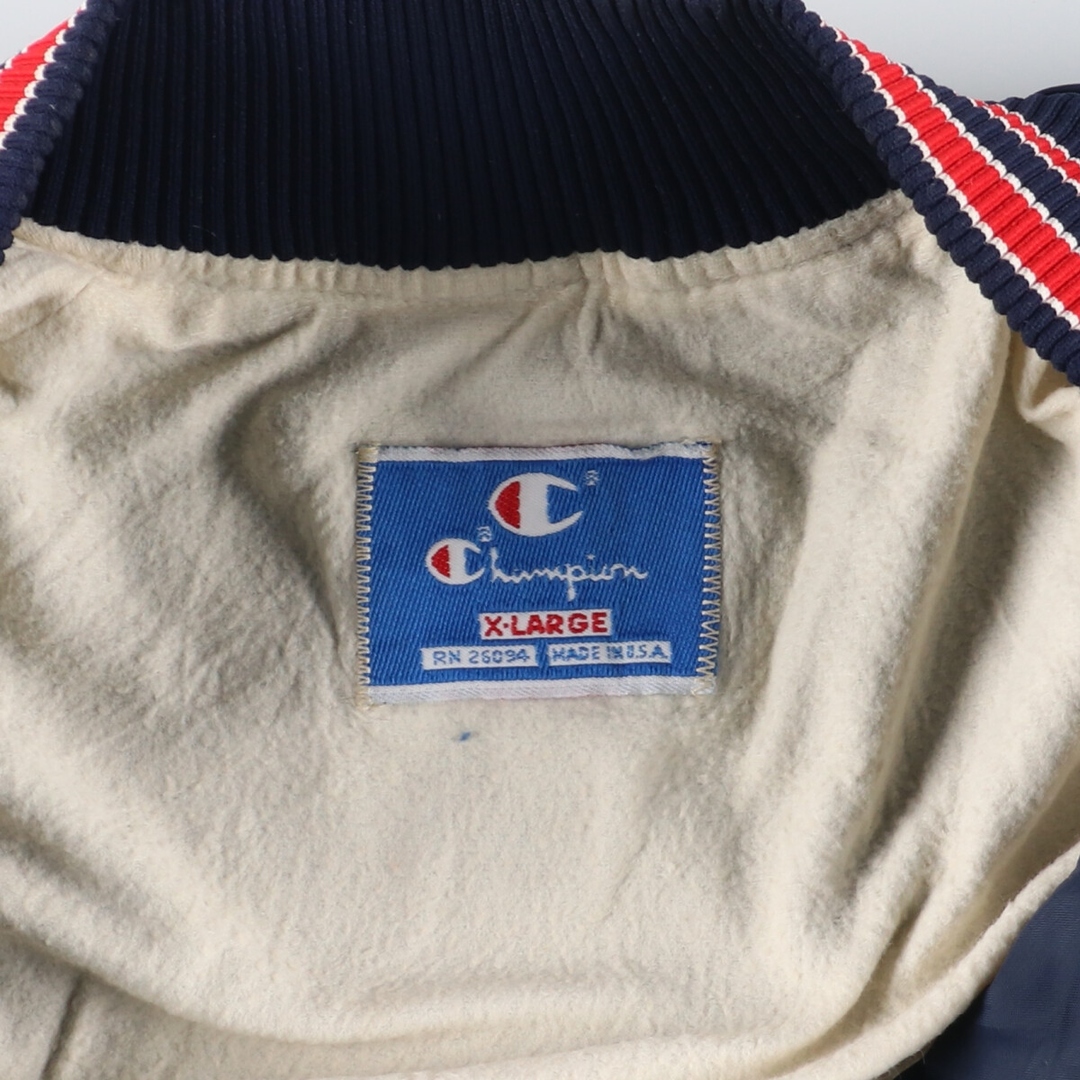 Champion(チャンピオン)の古着 90年代 チャンピオン Champion ナイロンスタジャン アワードジャケット バーシティジャケット USA製 メンズL ヴィンテージ /eaa378476 メンズのジャケット/アウター(スタジャン)の商品写真