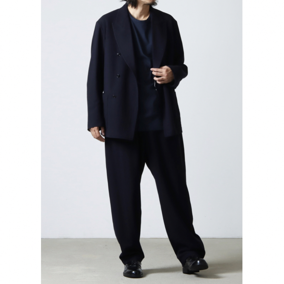 COMOLI 22aw リファインウール　ドローストリングパンツ Navy 3マーティーアンドサンズ