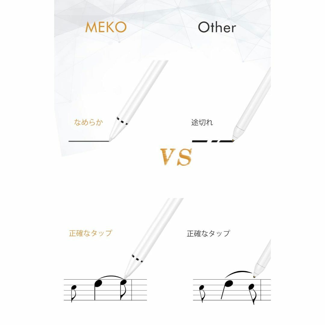【色: ホワイト】iPadペンシル スタイラスペン MEKOタッチペン iPad 1