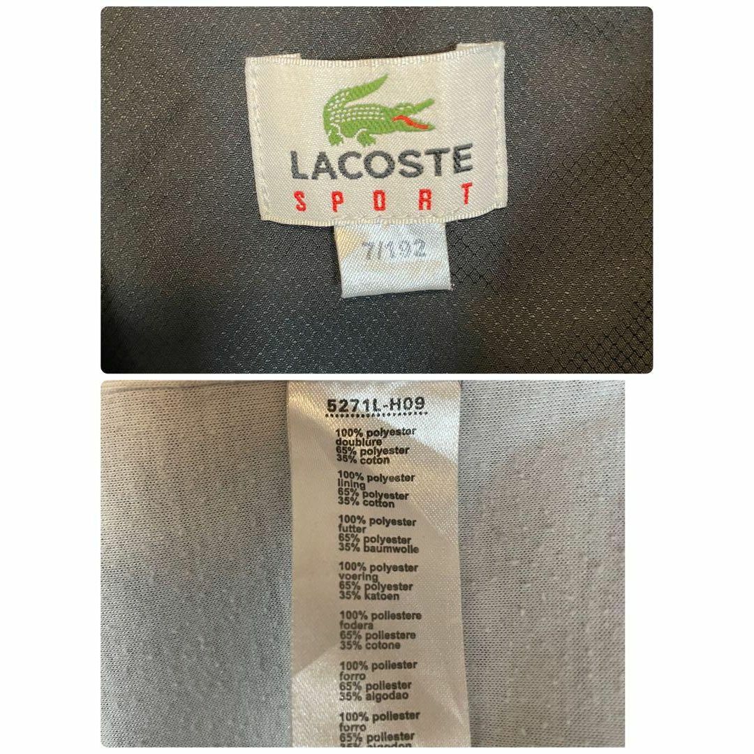 【好配色◎】LACOSTE ナイロンジャケット古着 ロゴ刺繍 サイズL ブラック