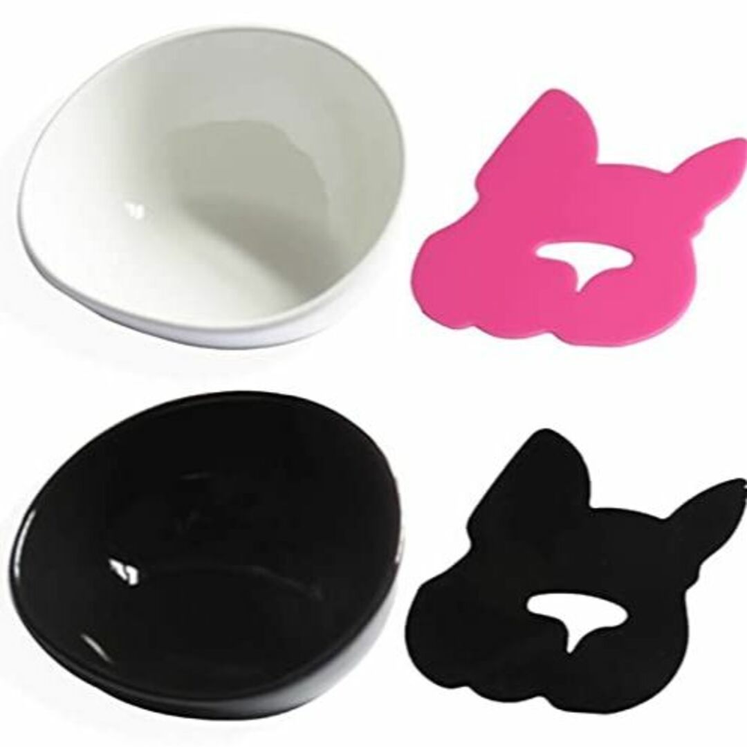 【色: ブラック】TAKIMI 犬 食器 陶器 犬用 食事 皿 いぬ フレンチブ