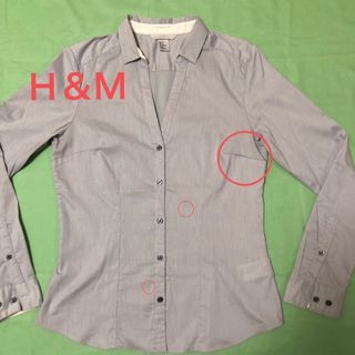 エイチアンドエム(H&M)のＨ＆Ｍ　レディースシャツ　長袖　US8 (Ｌくらい)(シャツ/ブラウス(長袖/七分))