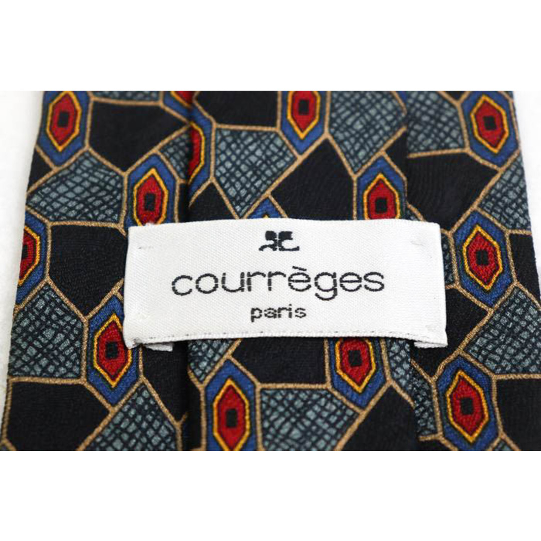 Courreges(クレージュ)のクレージュ ブランド ネクタイ シルク 総柄 小紋柄 格子柄 メンズ ネイビー courreges メンズのファッション小物(ネクタイ)の商品写真