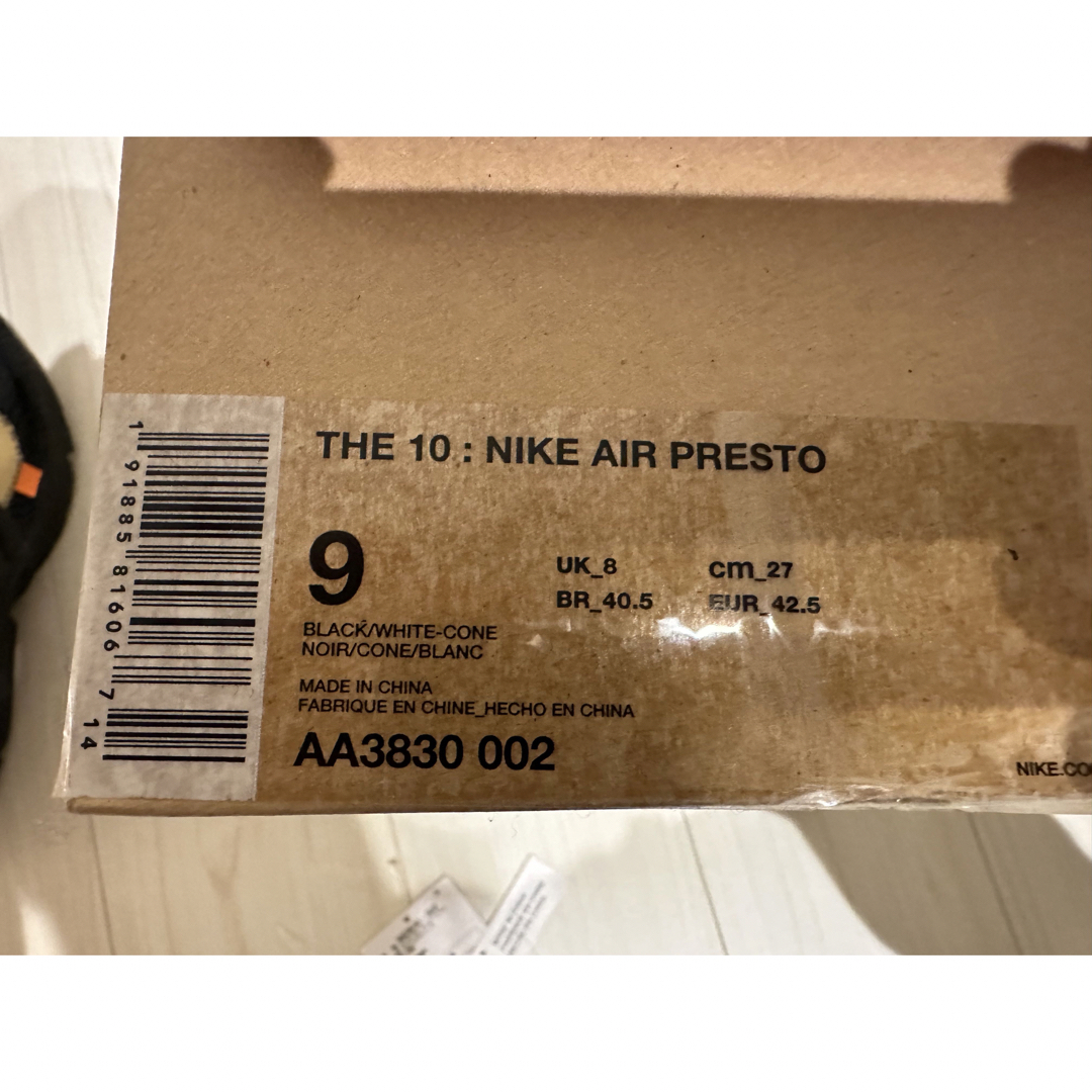 美品 NIKE OFF-WHITE AIR PRESTO BLK 27cm 3