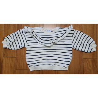 ザラキッズ(ZARA KIDS)のザラベビー ボーダーフリルトレーナー 2-3years/98cm(Tシャツ/カットソー)