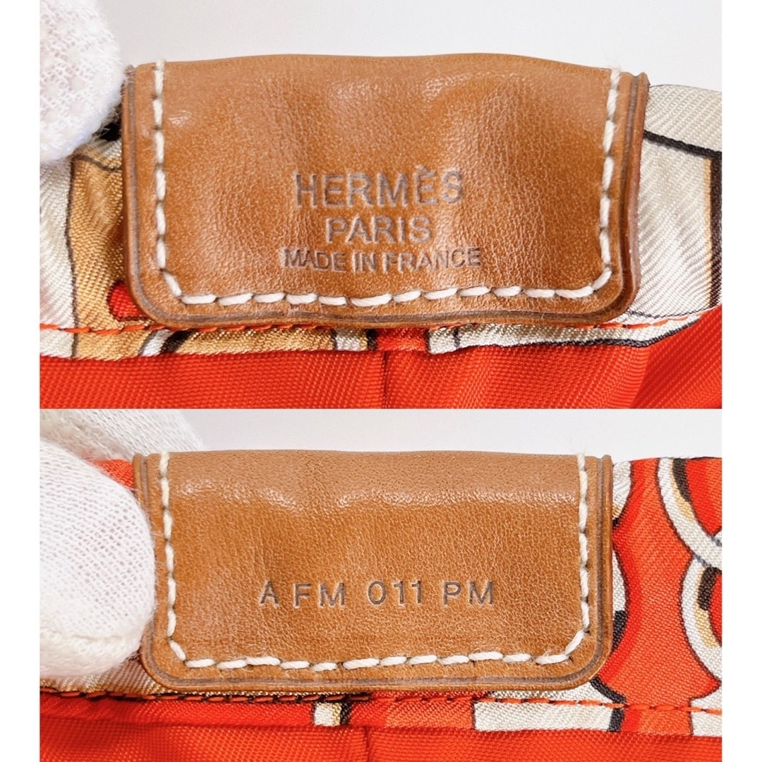 Hermes(エルメス)のエルメス フールビ25 ポーチ シルク オレンジ 刻印:A メイク コスメ 化粧 レディースのファッション小物(ポーチ)の商品写真