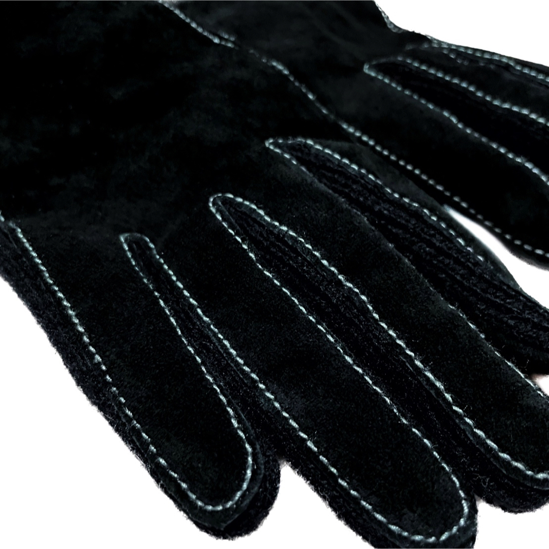 Vivienne Westwood(ヴィヴィアンウエストウッド)のヴィヴィアンウエストウッド【未使用】オーブ刺繍 異素材MIX スエード 手袋 レディースのファッション小物(手袋)の商品写真