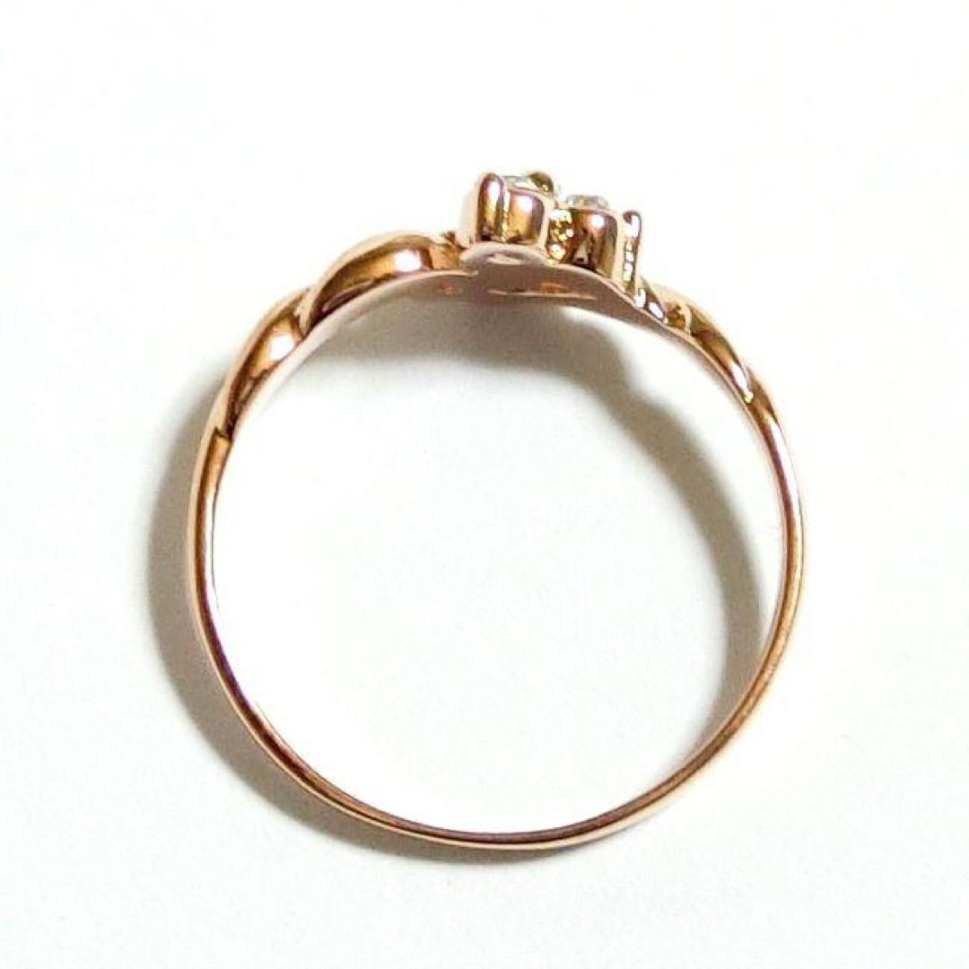 15号 三ツ星 スワロフスキークリスタル ピンクゴールドリング レディースのアクセサリー(リング(指輪))の商品写真