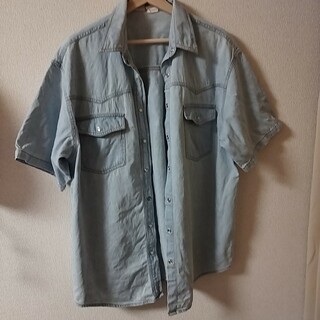 古着　半袖デニムシャツ　ライトブルー　size40/42(シャツ/ブラウス(半袖/袖なし))