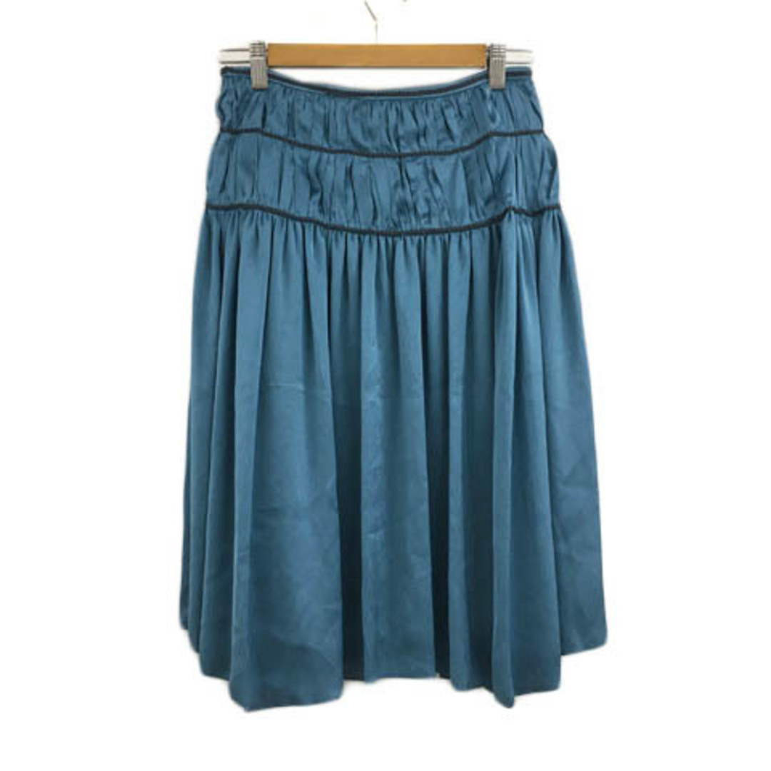 Ballsey(ボールジィ)のボールジー トゥモローランド スカート フレア ギャザー 膝丈 刺繍 38 緑 レディースのスカート(ひざ丈スカート)の商品写真