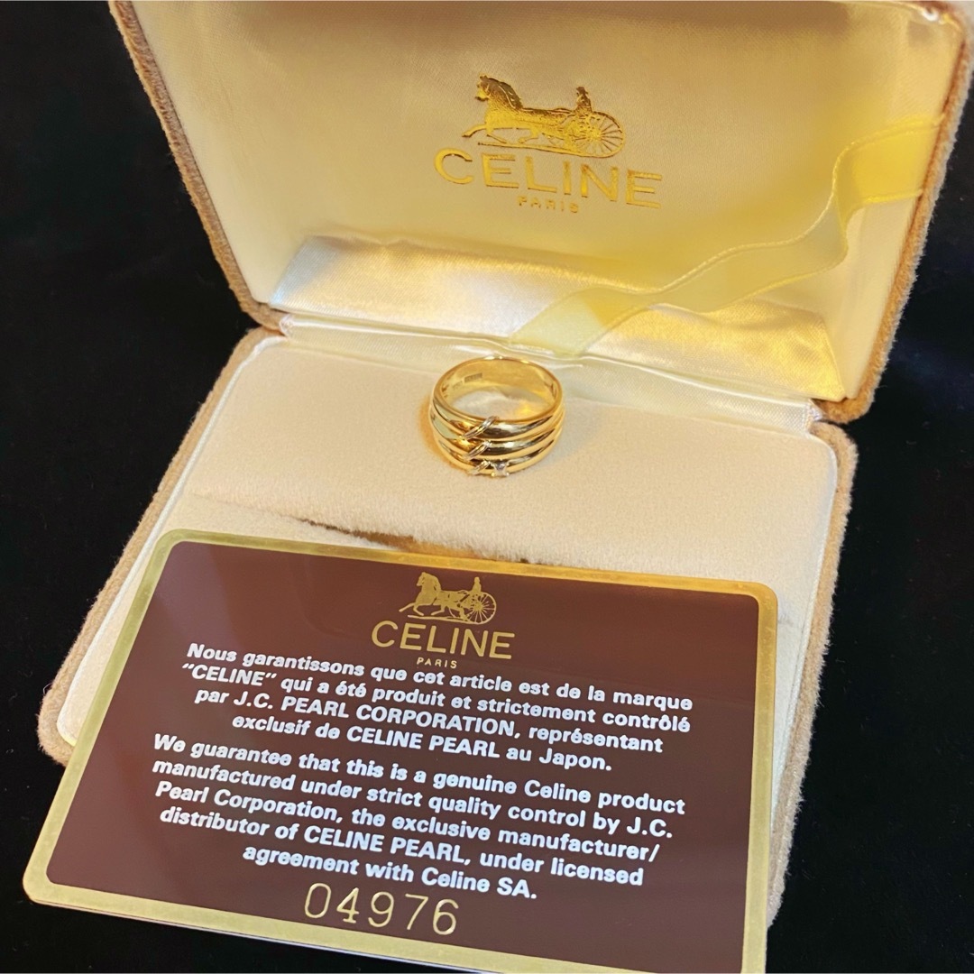 celine - セリーヌ マカダム ストライプ ゴールド プラチナ リング K18