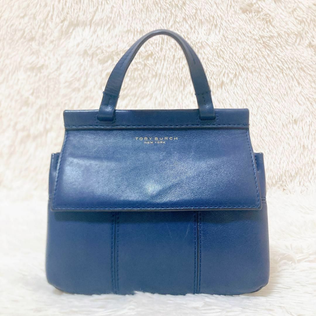 新品!TORY BURCH トリーバーチ ミニ サッチェル ショルダーバッグ 紺-