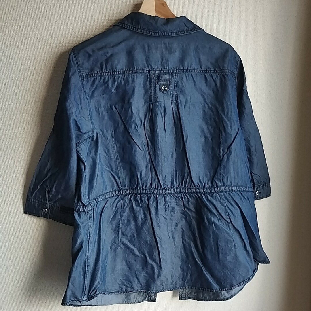 【古着】ユアシックスセンス　ドローストリング　シャツジャケット　インディゴブルー レディースのジャケット/アウター(ブルゾン)の商品写真