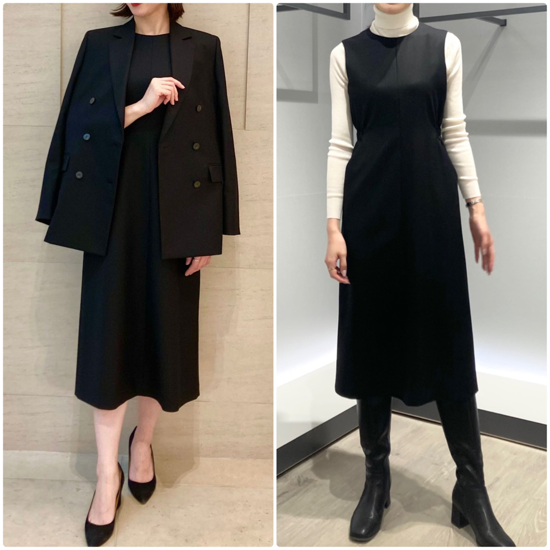 theory luxe 22AW Saxony ウォッシャブルワンピース 42紺