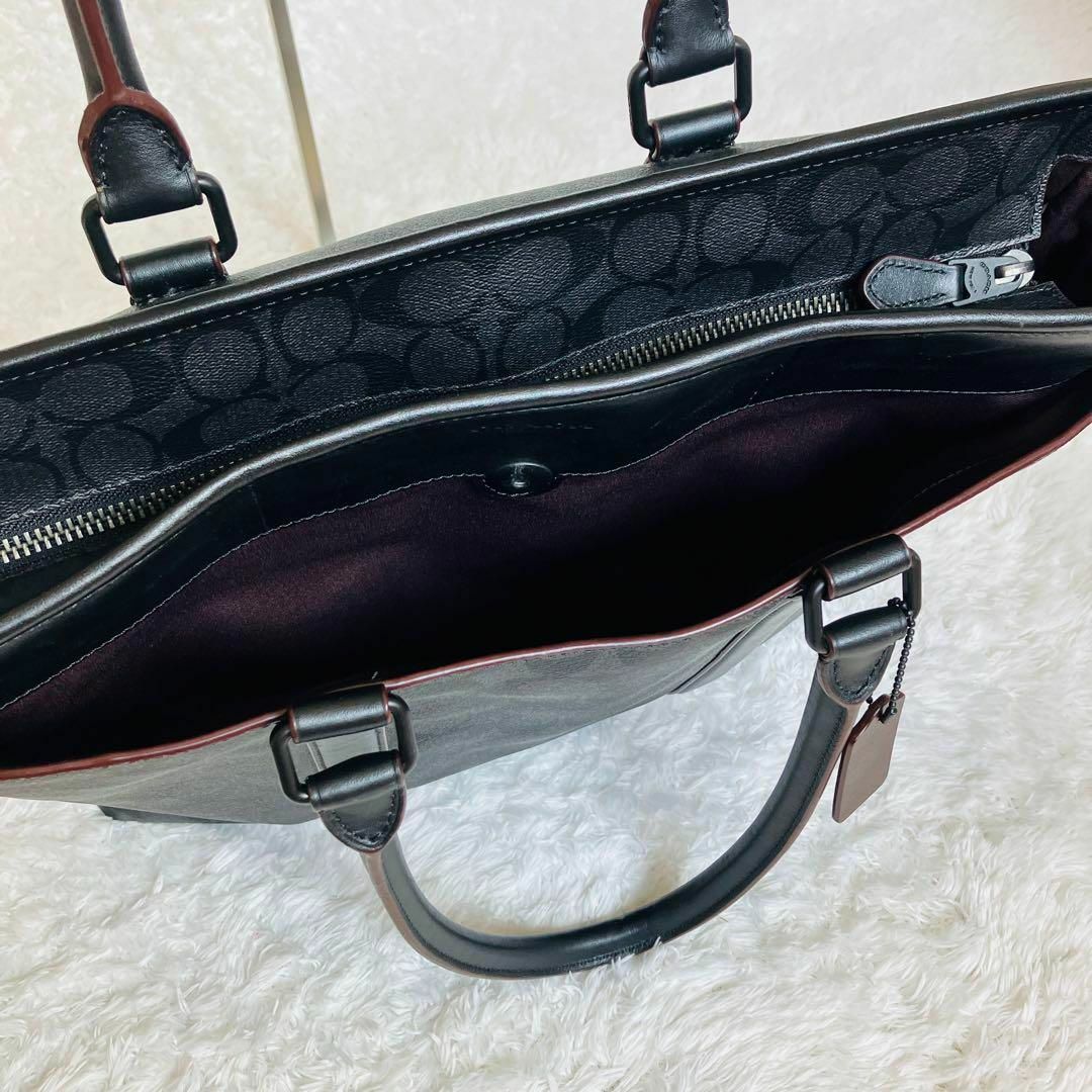【2way】コーチ シグネチャー ビジネスバッグ ショルダーバッグ PVC 黒