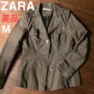 ザラ(ZARA)のZARA★大人モードなハーフトレンチコート★細身M相当★カーキ色★中古美品(トレンチコート)