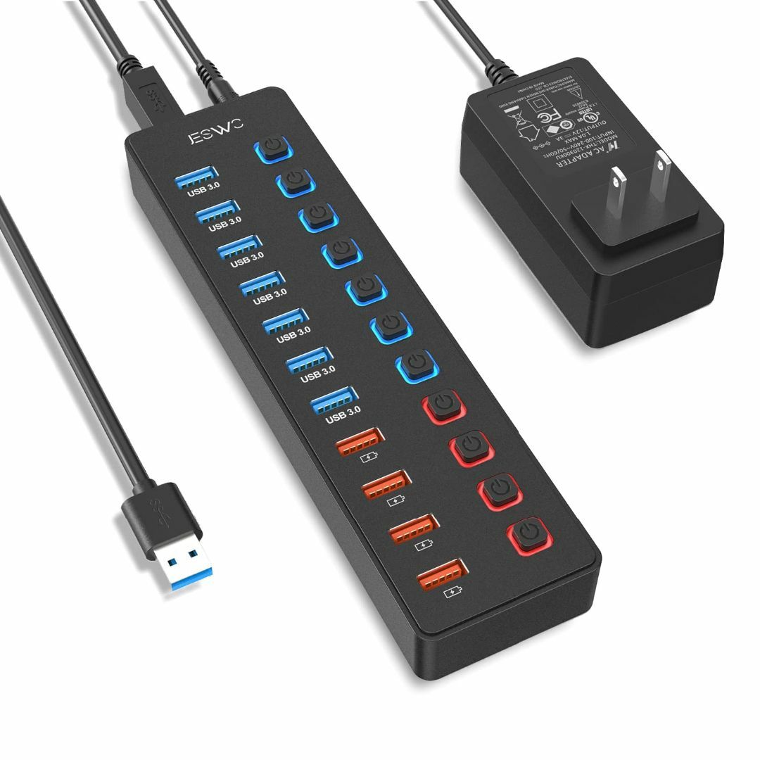 USBハブ JESWO USB3.0 ハブ 電源付き 11ポート USB HUB