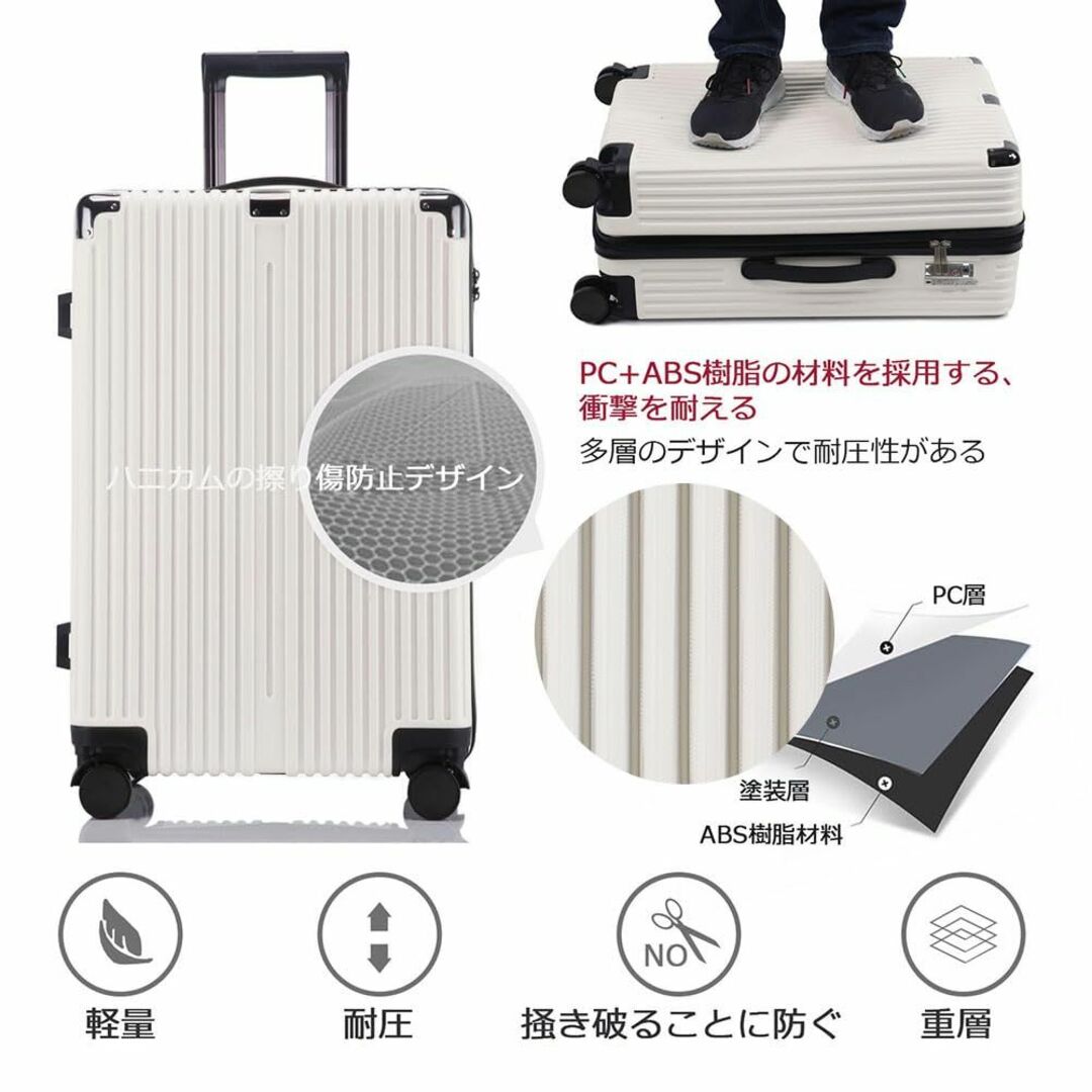 【色: Milky white】レーズ スーツケース 機内持ち込み キャリーケー