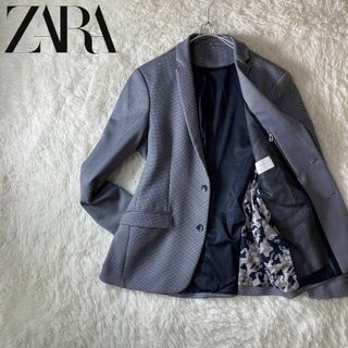 ザラ(ZARA)の美品 ZARA ザラ テーラードジャケット 千鳥格子 L メンズ(テーラードジャケット)