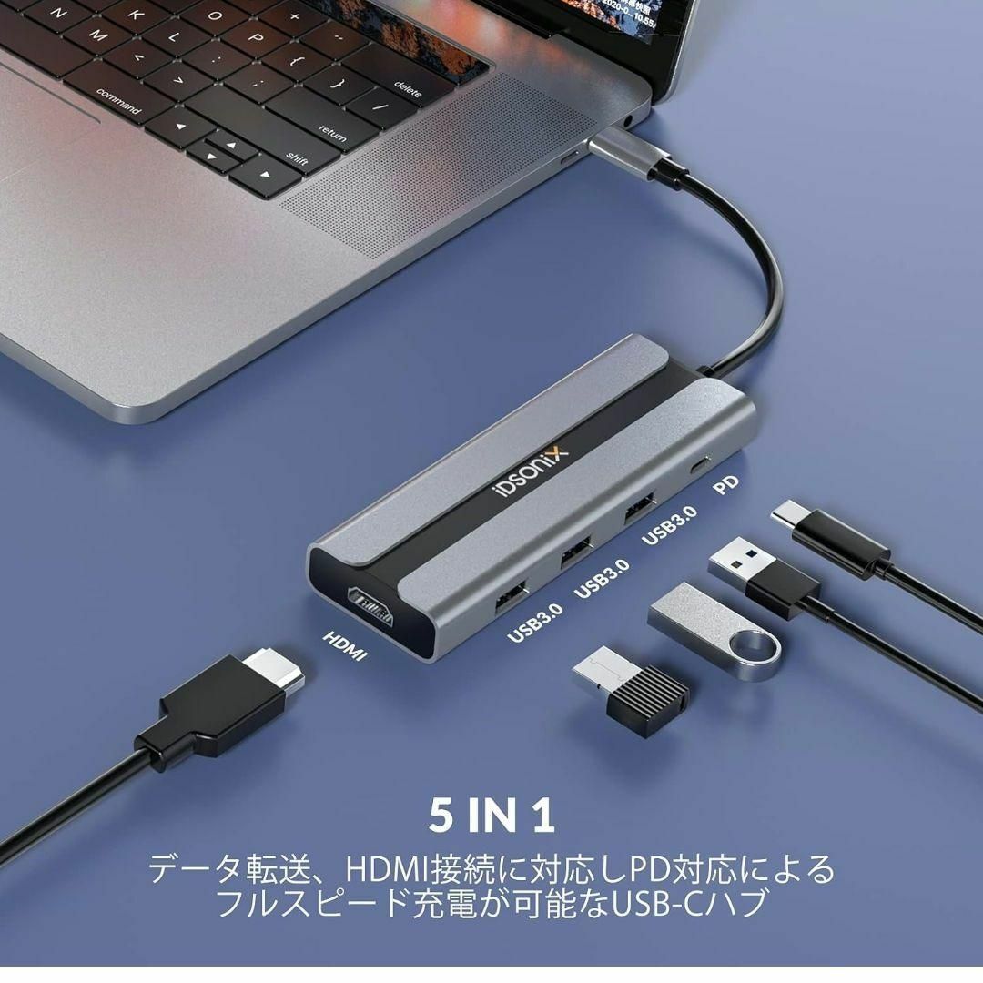 iDsonix 5-in-1 USB-C PD メディア ハブ 4K対応