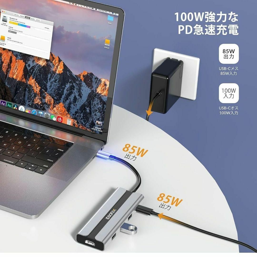 iDsonix 5-in-1 USB-C PD メディア ハブ 4K対応