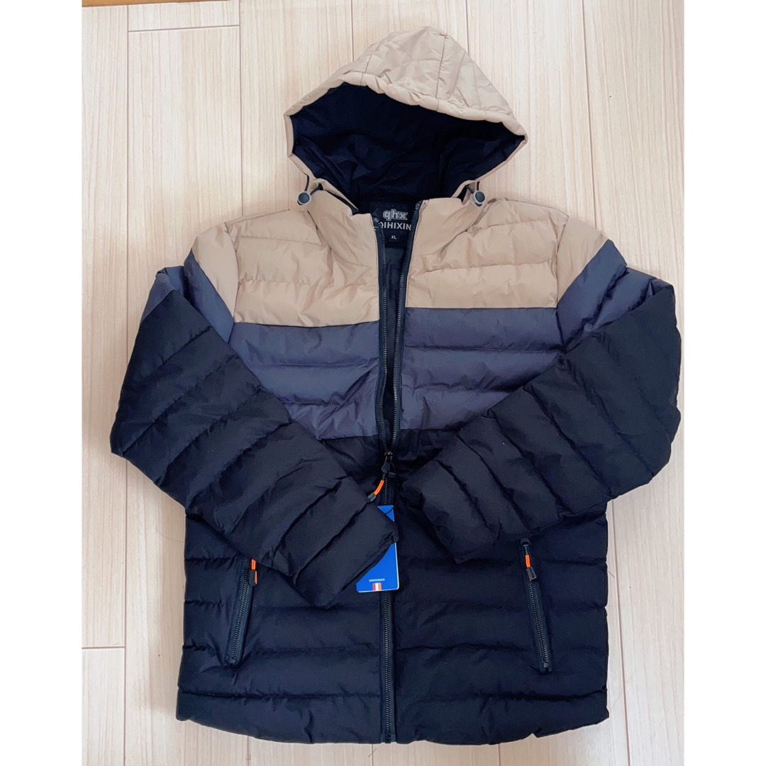 メンズ XLダウン コート ジャケット アウター 軽量 厚手 防寒 フード 冬