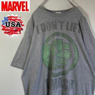 マーベル(MARVEL)の【アメリカ古着❗️】90s プリントロゴ半袖Tシャツ　グレー　XL ビッグサイズ(Tシャツ/カットソー(半袖/袖なし))