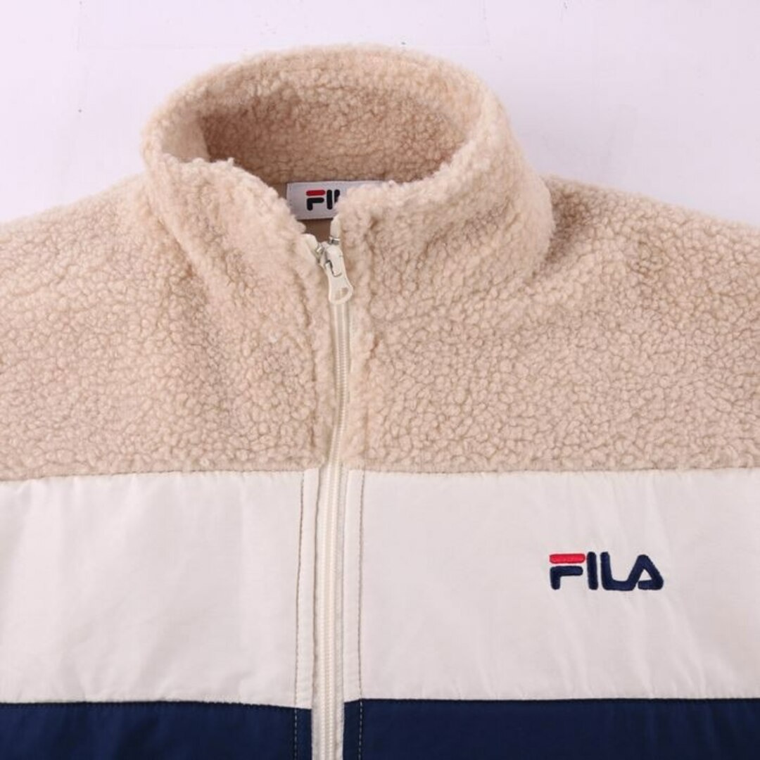 フィラ ブルゾン ジャケット ボア ロゴ 無地 アウター スポーツウエア レディース Mサイズ ベージュ FILA