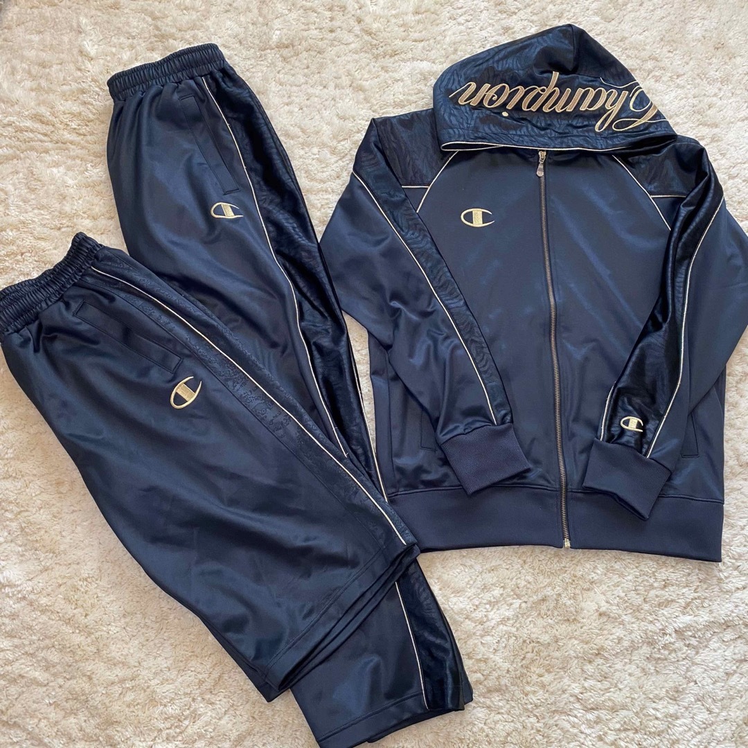 champion 上下スウェットセットアップ  黒×金