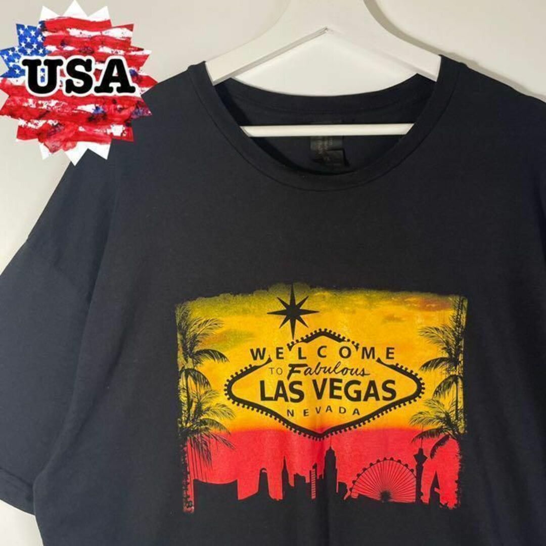 【アメリカ古着❗️】90s ラスベガス　半袖Tシャツ　黒　XL ビッグサイズ メンズのトップス(Tシャツ/カットソー(半袖/袖なし))の商品写真