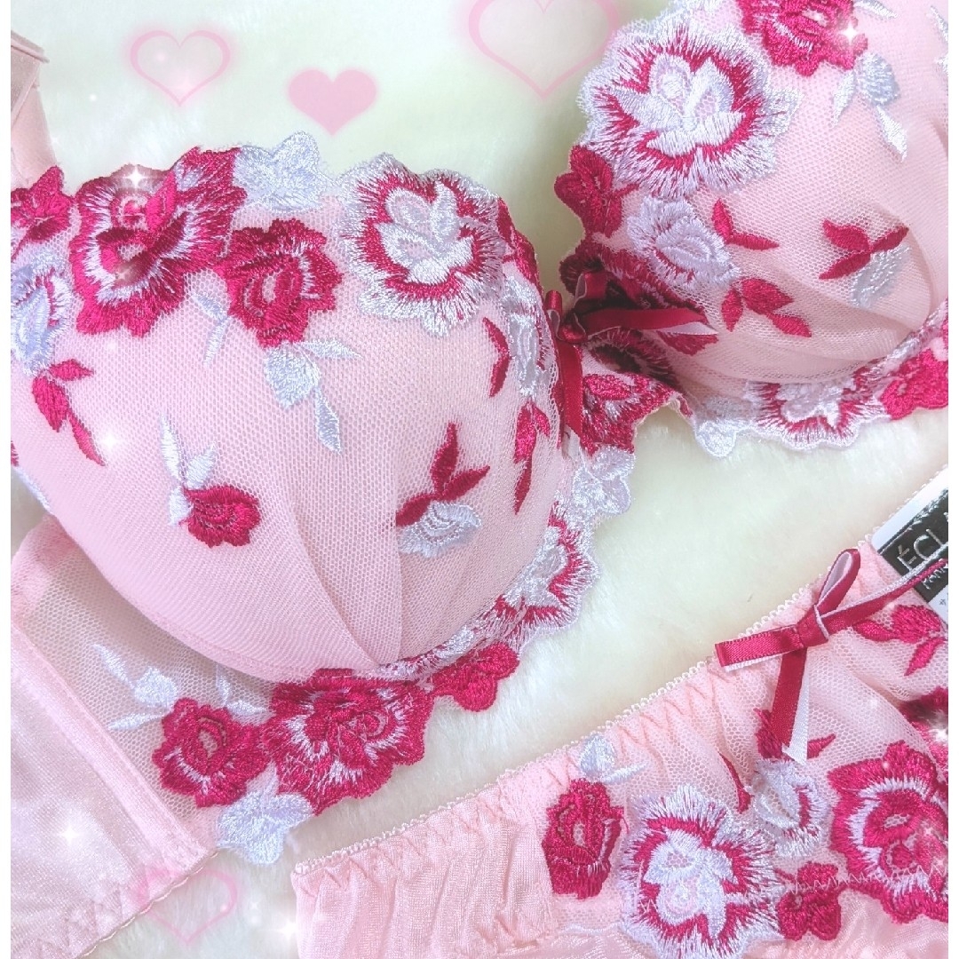 プリンセスローズ(ピンク)♥️ブラジャーショーツセット♥️トリンプ系ワコール系 レディースの下着/アンダーウェア(ブラ&ショーツセット)の商品写真