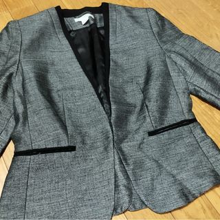 エイチアンドエム(H&M)の超美品　H&M 165 黒ノーカラージャケット　フォーマルジャケット　卒業式礼服(ノーカラージャケット)