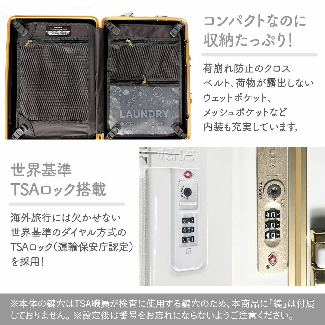 【色: ピンク】【RIOU】スーツケース フロントオープン 機内持込 アルミフレ 5