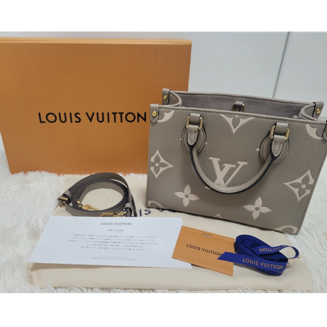 マイクロファイバー金具色LOUIS VUITTON ルイヴィトン オンザゴー PM バッグ♥未使用品