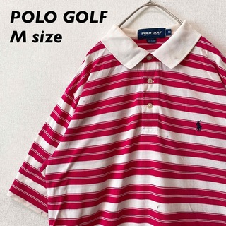 ポロゴルフ(Polo Golf)のポロゴルフ　半袖ポロシャツ　ラガー　ボーダー　刺繍ロゴ　男女兼用　Mサイズ(ポロシャツ)
